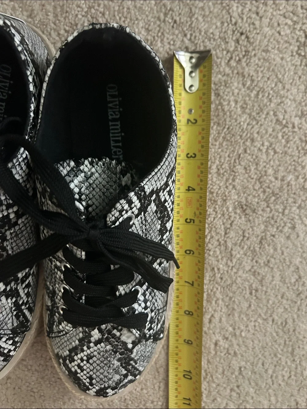 Olivia Miller Snake Print Lace Up Espadrille Sneakers - Black & White - Picture 12 of 12